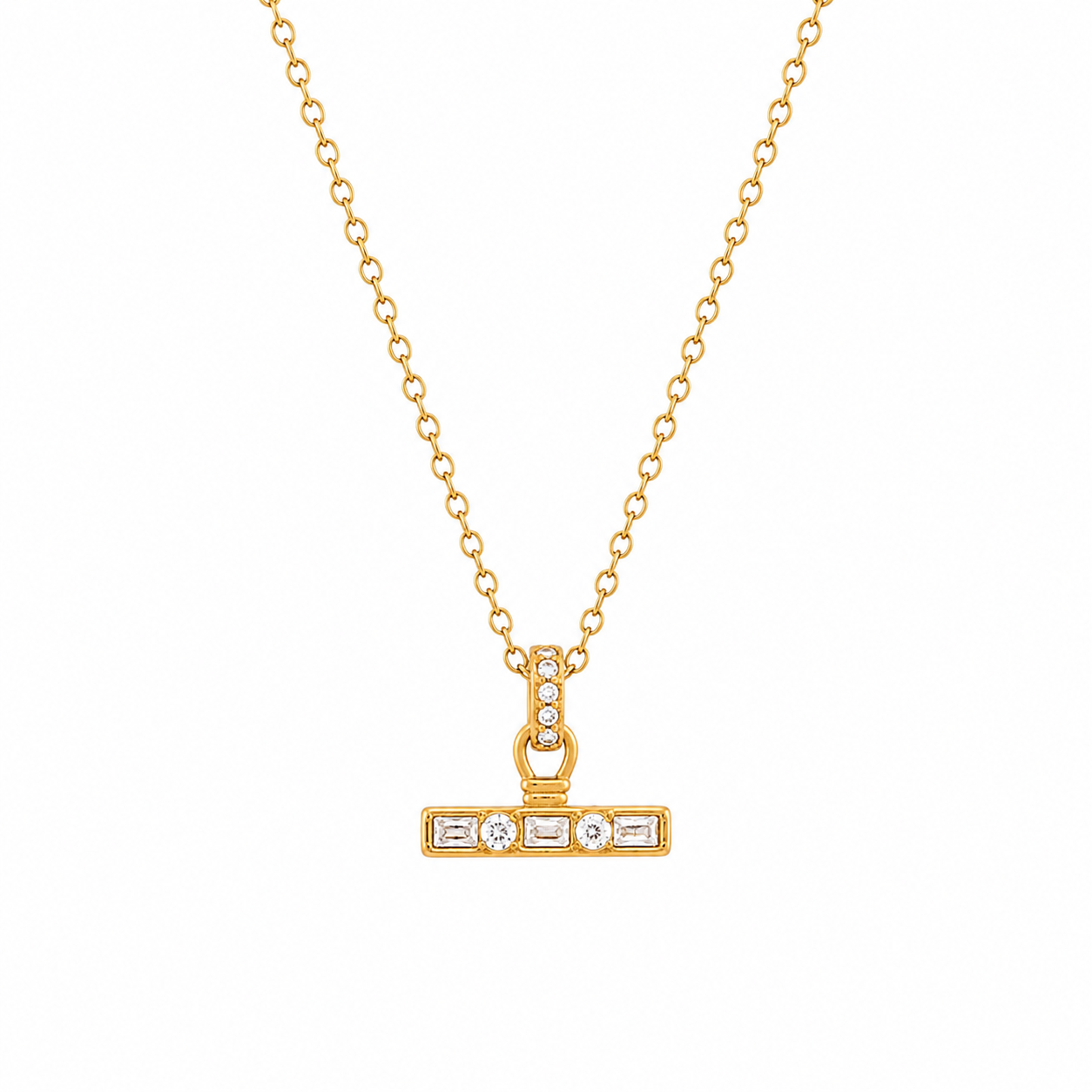 Crystal T bar Necklace