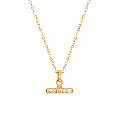 Crystal T bar Necklace