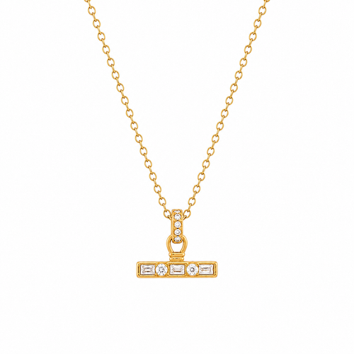Crystal T bar Necklace