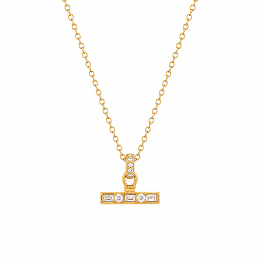 Crystal T bar Necklace