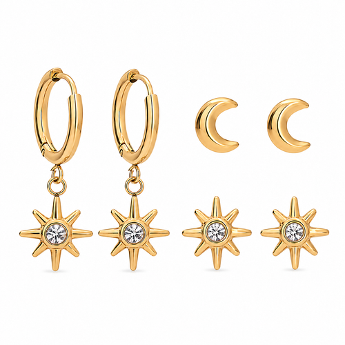 Star Charm Hoops Set